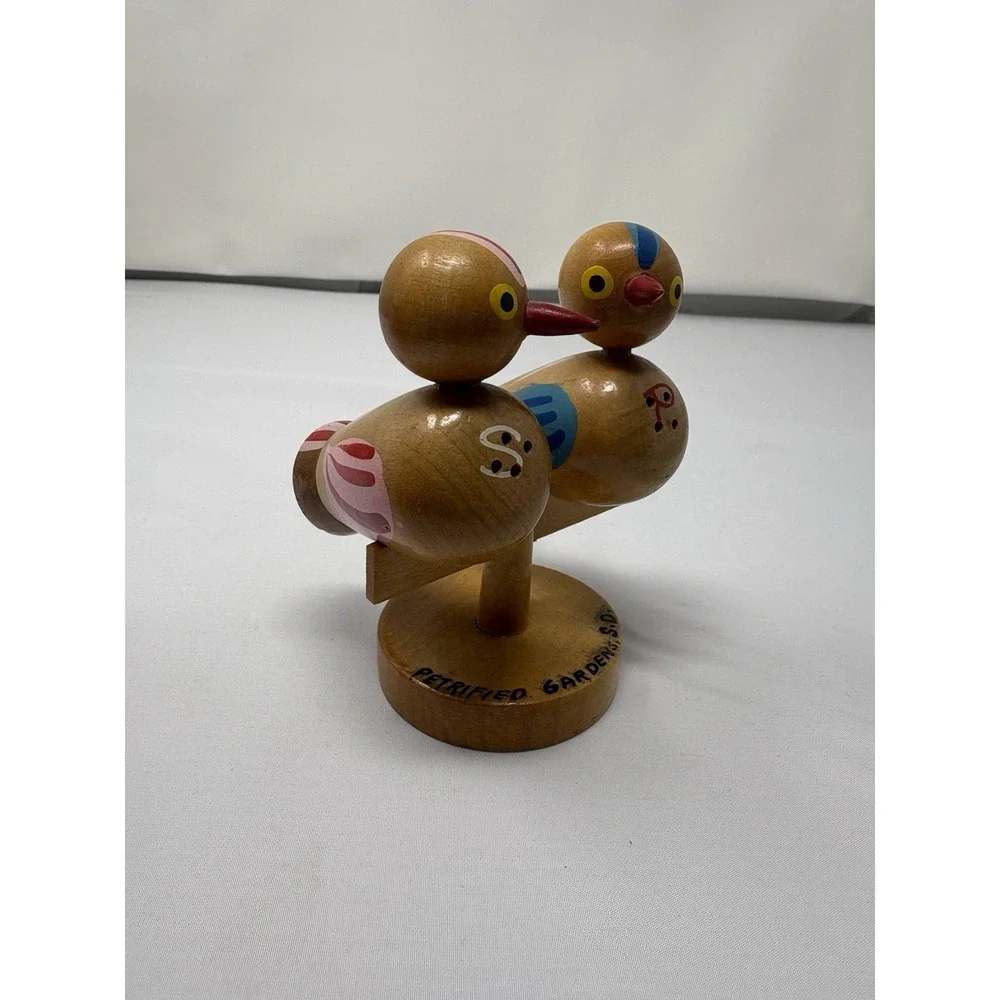 Vintage Hand Painted Wooden Birds Perch Stand‎ Salt & Pepper Retro MCM Unique